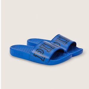 Victoria's Secret Pink bright blue slides